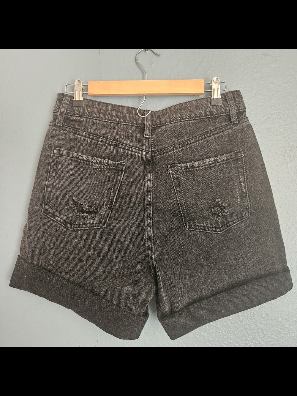 Wild Fable Black Distressed Rolled-Hem Jean Shorts - Picture 2 of 7